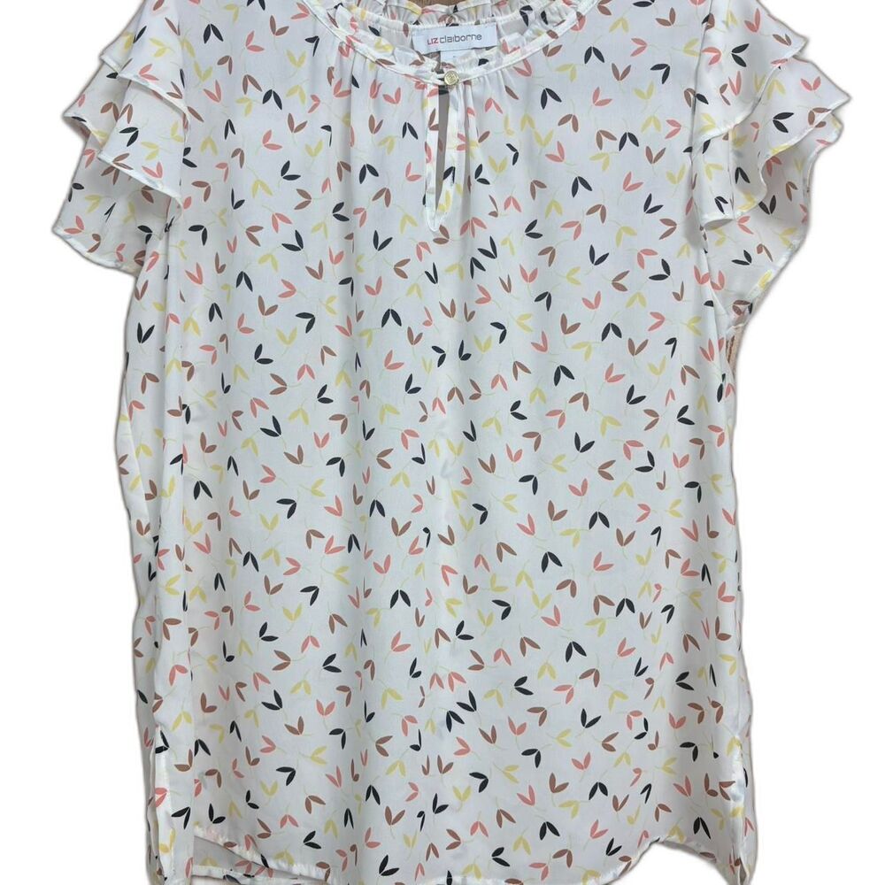 Liz Claiborne Women's Ruffle Sleeve Blouse Medium - Picture 1 of 4